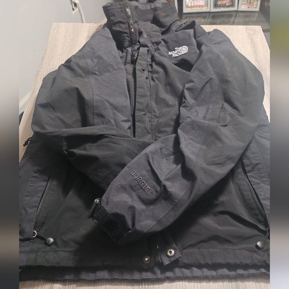 Mens The North Face Goretex double zip/velcro windbreaker black/gray size Sm